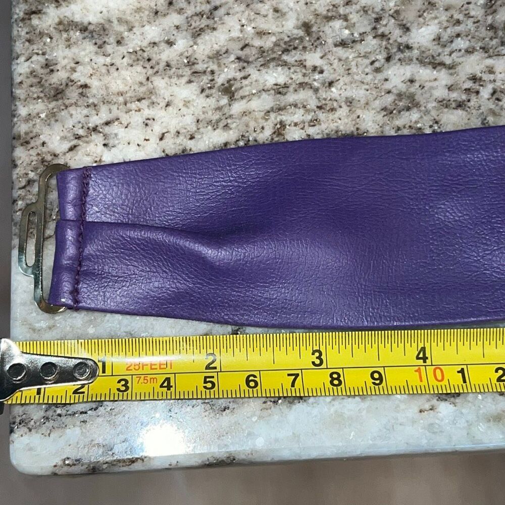 Vintage, Purple Belt with Gold Metal Teardrop Statement Buckle, Women’s Small - Picture 5 of 7